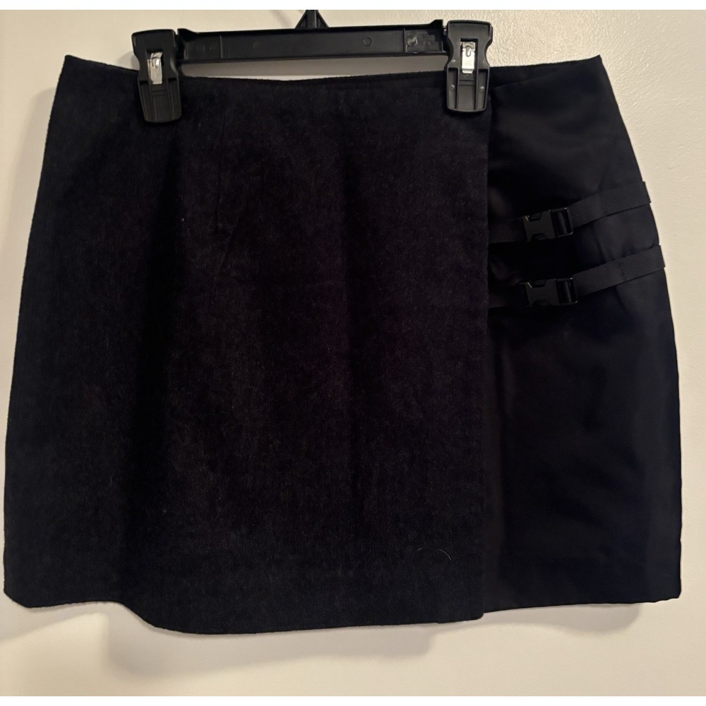 Express Women's Sz 7/8 Faux Wrap Mini Skirt With Side Buckles Stretch